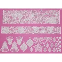 Cake Lace Bells And Bows - 3D Large Lace Mat 8 Cake Lace Bells And Bows - 3D Large Lace Mat -Baking Supplies Store cake lace bells and bows 3d large lace mat p8000 13637 image