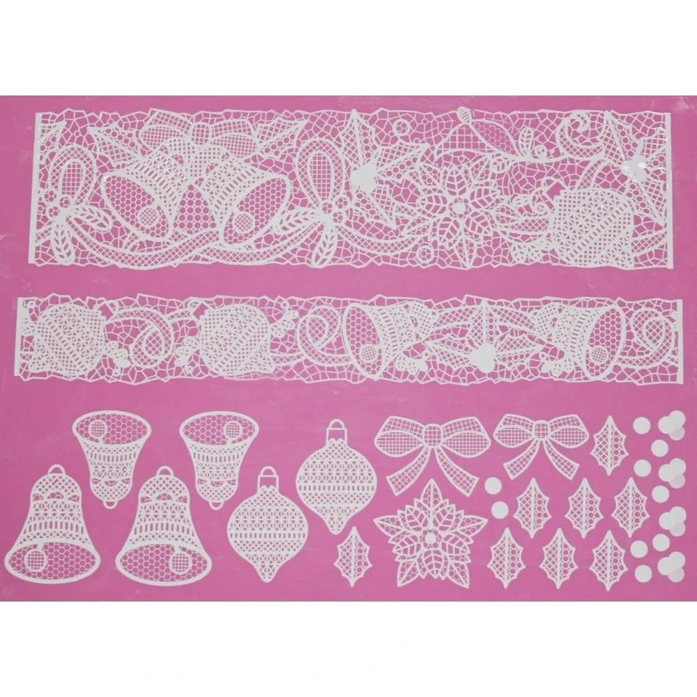 Cake Lace Bells And Bows - 3D Large Lace Mat 5 Cake Lace Bells And Bows - 3D Large Lace Mat - Image 3
