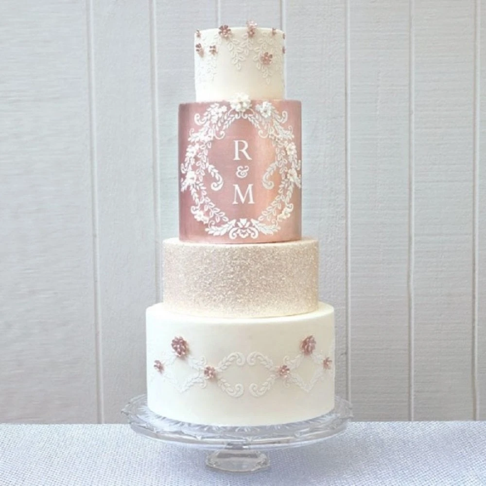 Evil Cake Genius Alexandria Lace Mix & Match Monogram 3-Tier Cake Stencil Set #9SH 4 Evil Cake Genius Alexandria Lace Mix & Match Monogram 3-Tier Cake Stencil Set #9SH - Image 2