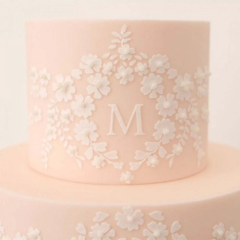 Evil Cake Genius Garden Lace Monogram Cake Stencil 4 Evil Cake Genius Garden Lace Monogram Cake Stencil - Image 2