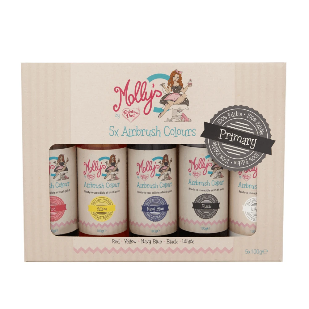 Molly Robbins Primary Set - Multipack Of 5 Airbrush Colours 100ml 3 Molly Robbins Primary Set - Multipack Of 5 Airbrush Colours 100ml
