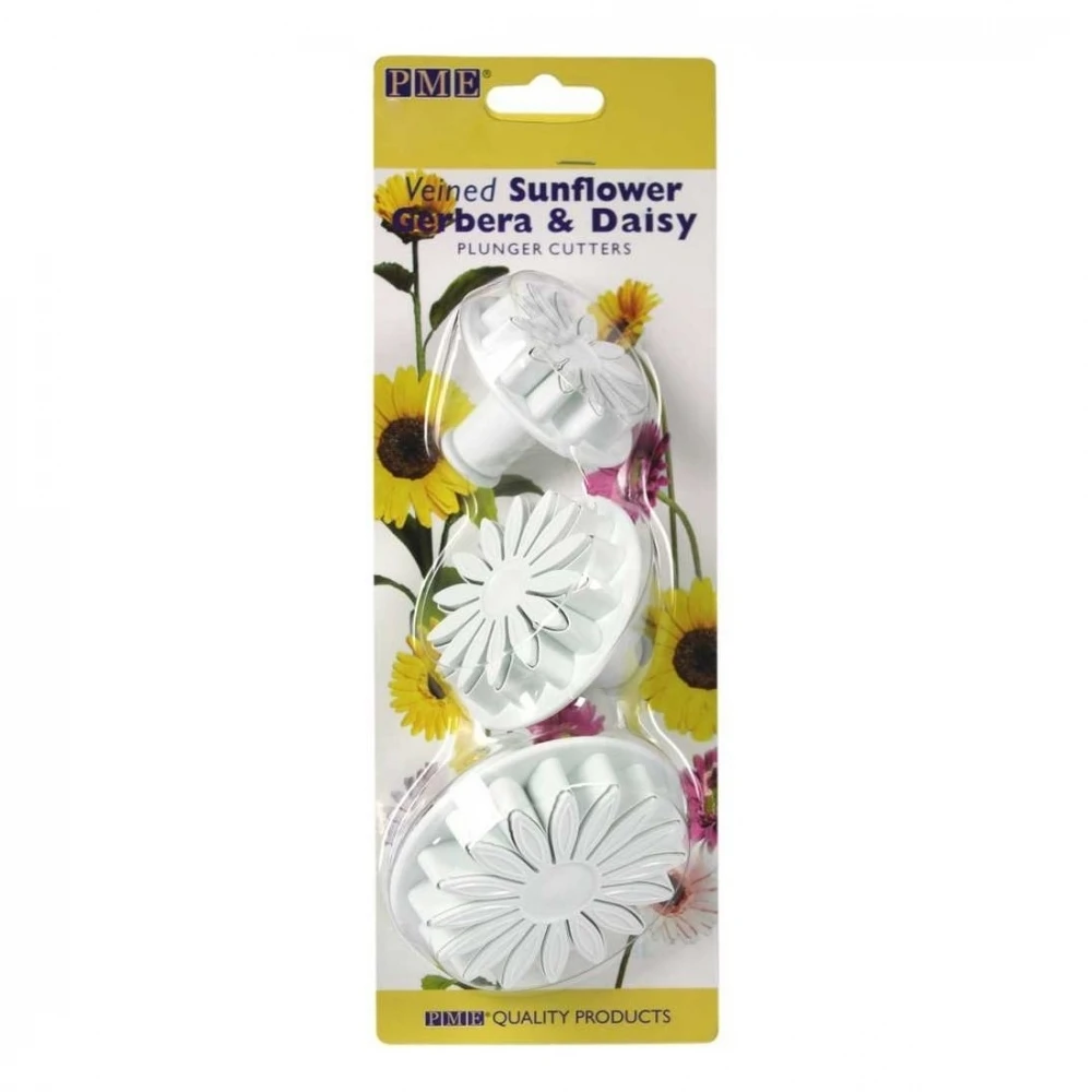 PME Sunflower, Daisy And Gerbera Veined Plunger Cutter - Set 3 3 PME Sunflower, Daisy And Gerbera Veined Plunger Cutter - Set 3