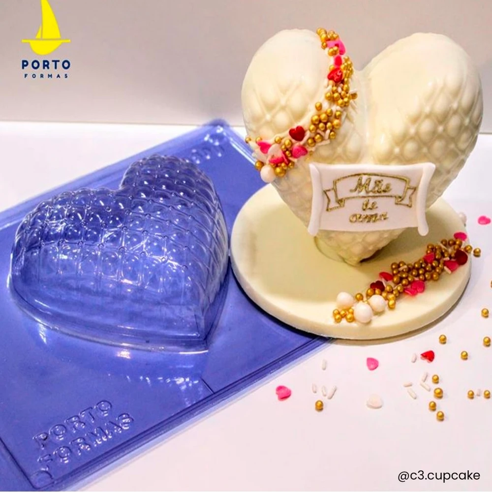 Porto Formas Quilted Heart 3-Part Chocolate Mould 6 Porto Formas Quilted Heart 3-Part Chocolate Mould - Image 4