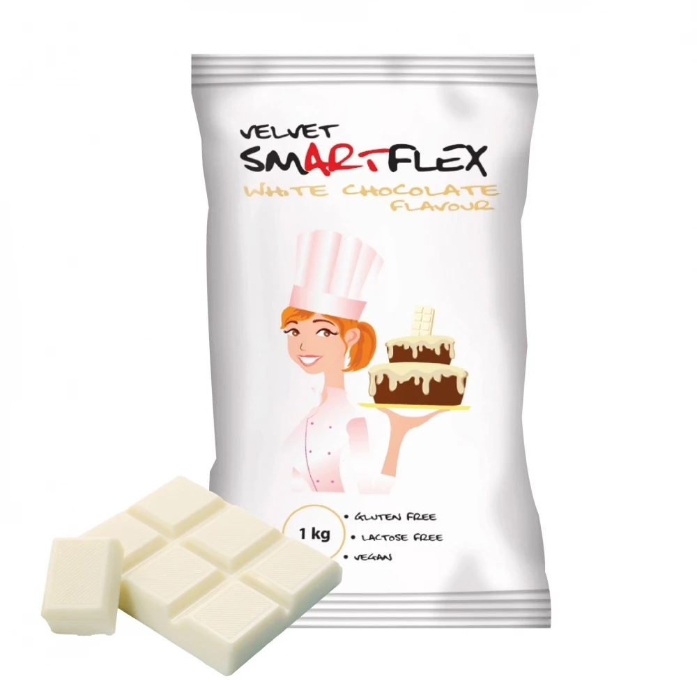 SmartFlex White Velvet White Chocolate Flavoured Sugarpaste 1KG 3 SmartFlex White Velvet White Chocolate Flavoured Sugarpaste 1KG