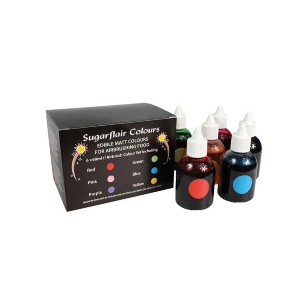 Sugarflair Airbrush Matt Colour Collection - Set Of 6 Colours 3 Sugarflair Airbrush Matt Colour Collection - Set Of 6 Colours